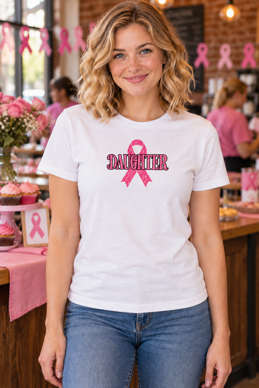 Daughter Pink Ribbon Breast Cancer Awareness Tee