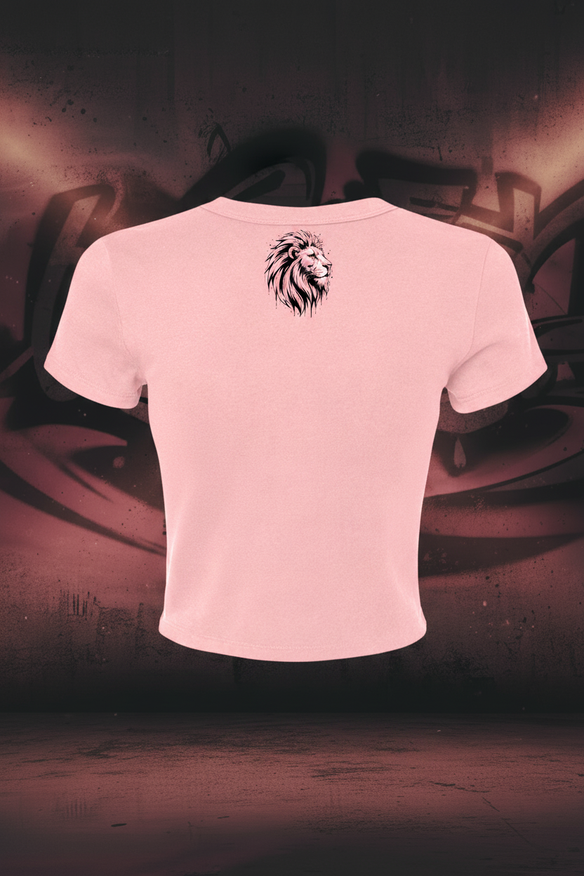Pink Crop Tee Back - Pink Graffiti Background