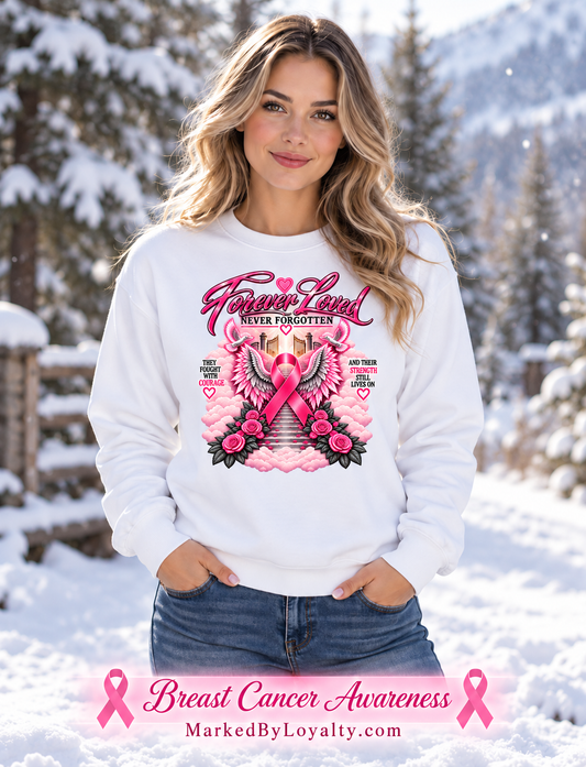 Stairway to Heaven Breast Cancer Awareness Memorial Crewneck