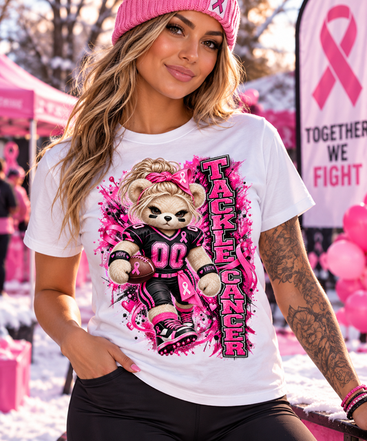 Tackle Cancer | Pink Ribbon Breast Cancer Awareness T-Shirt