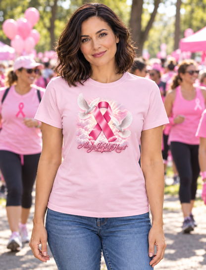 Always In My Heart Breast Cancer Awareness Memorial Tee