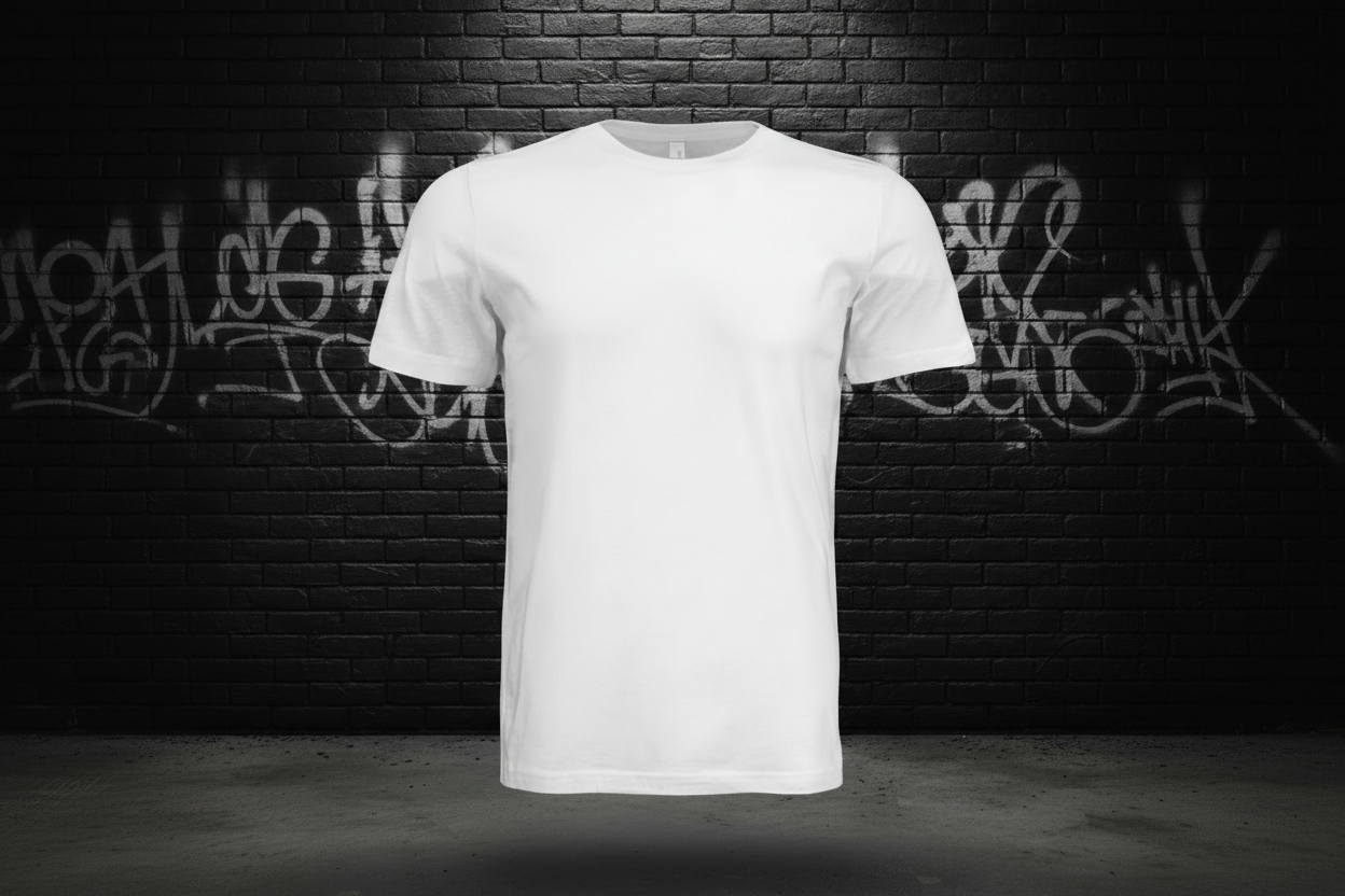 Back of shirt with brick wall background