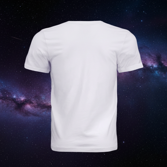 Back - White Tee on Galaxy Background