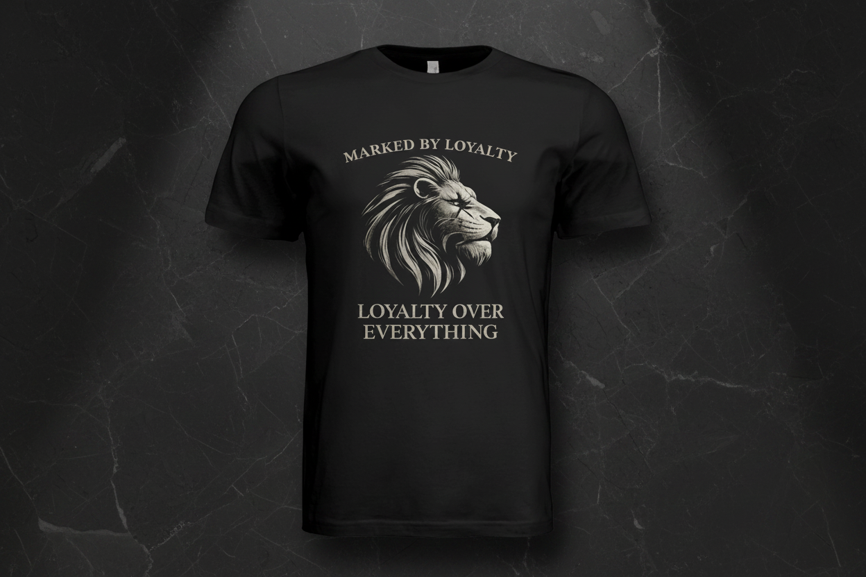Black Lion Tee Front - Smooth on Dark Marble