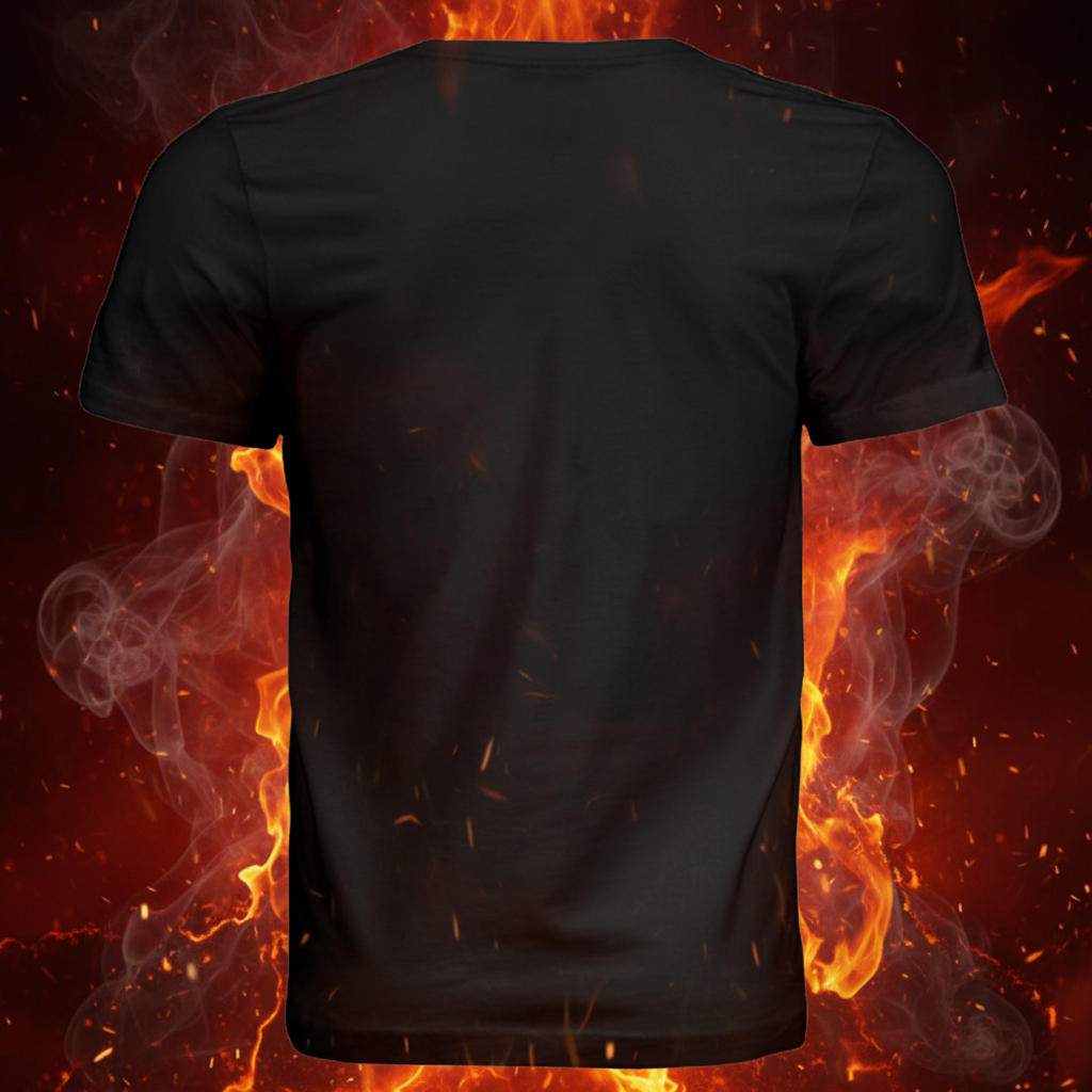 Black Tee - Back on Fire Background