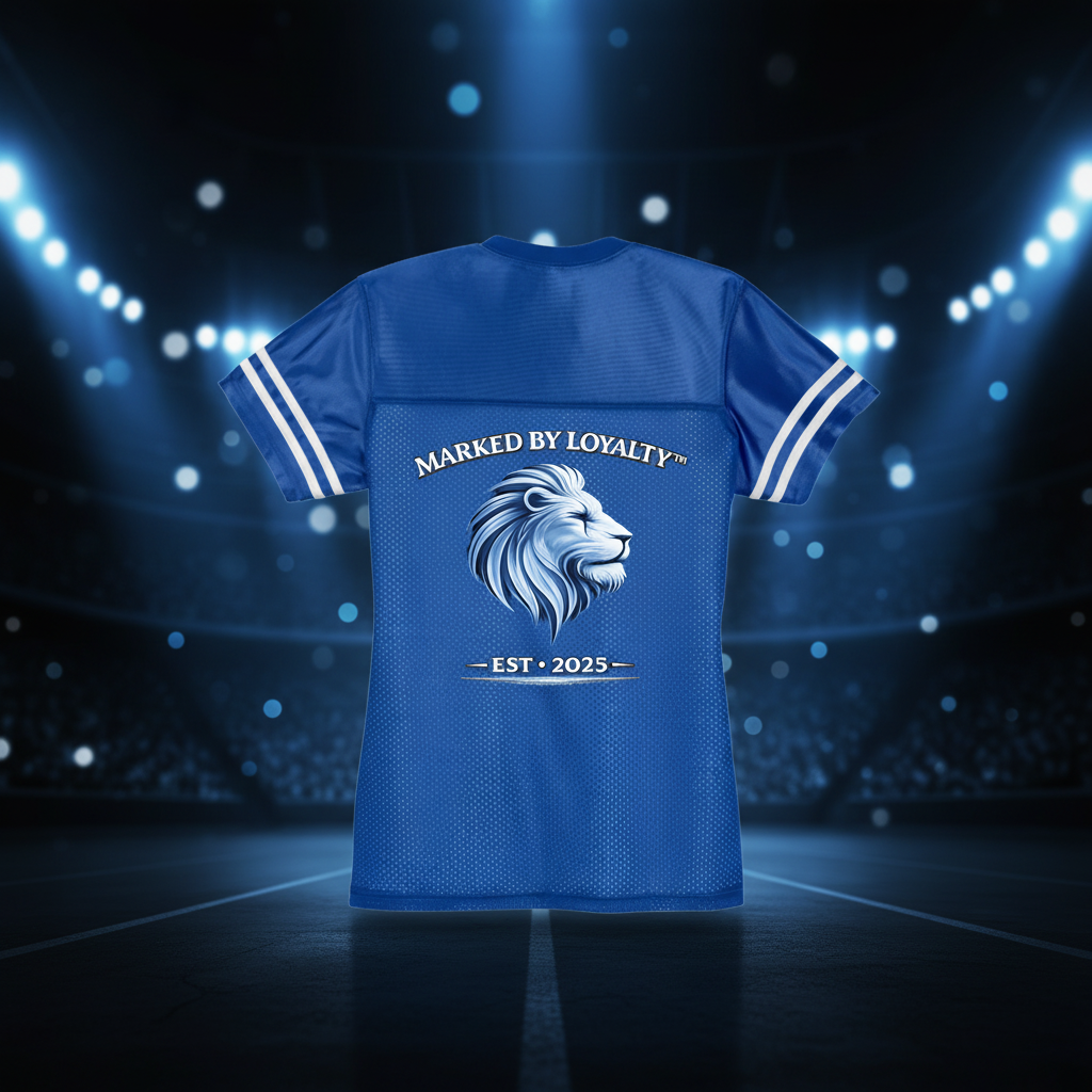 Blue Jersey Back on Stadium Background