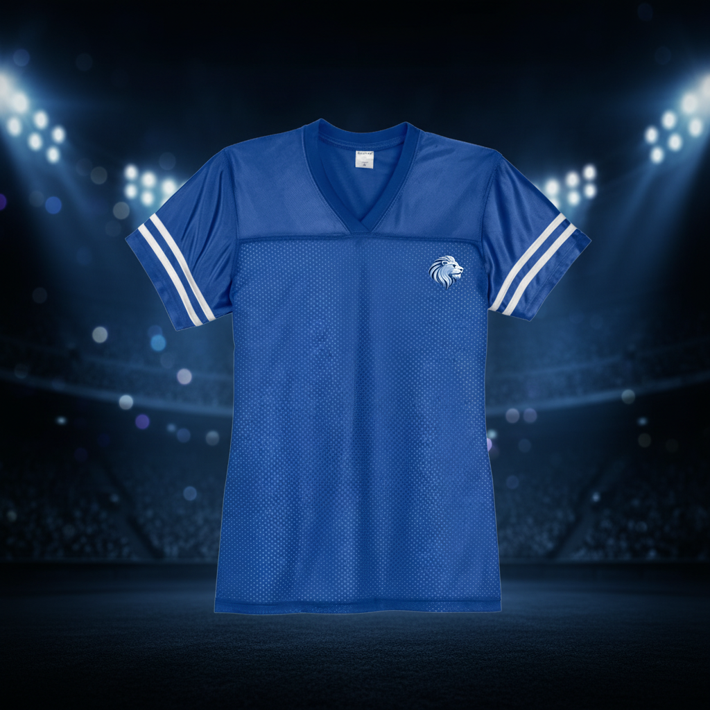 Blue Jersey Front on Stadium Background
