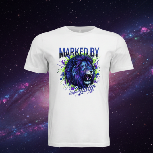 Front - Cosmic Lion on Galaxy Background