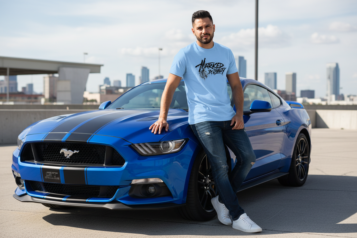 Marked By Loyalty – Blue Challenger GT Mockup