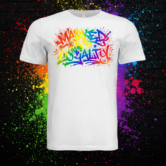 Rainbow Graffiti Tee with Black Background