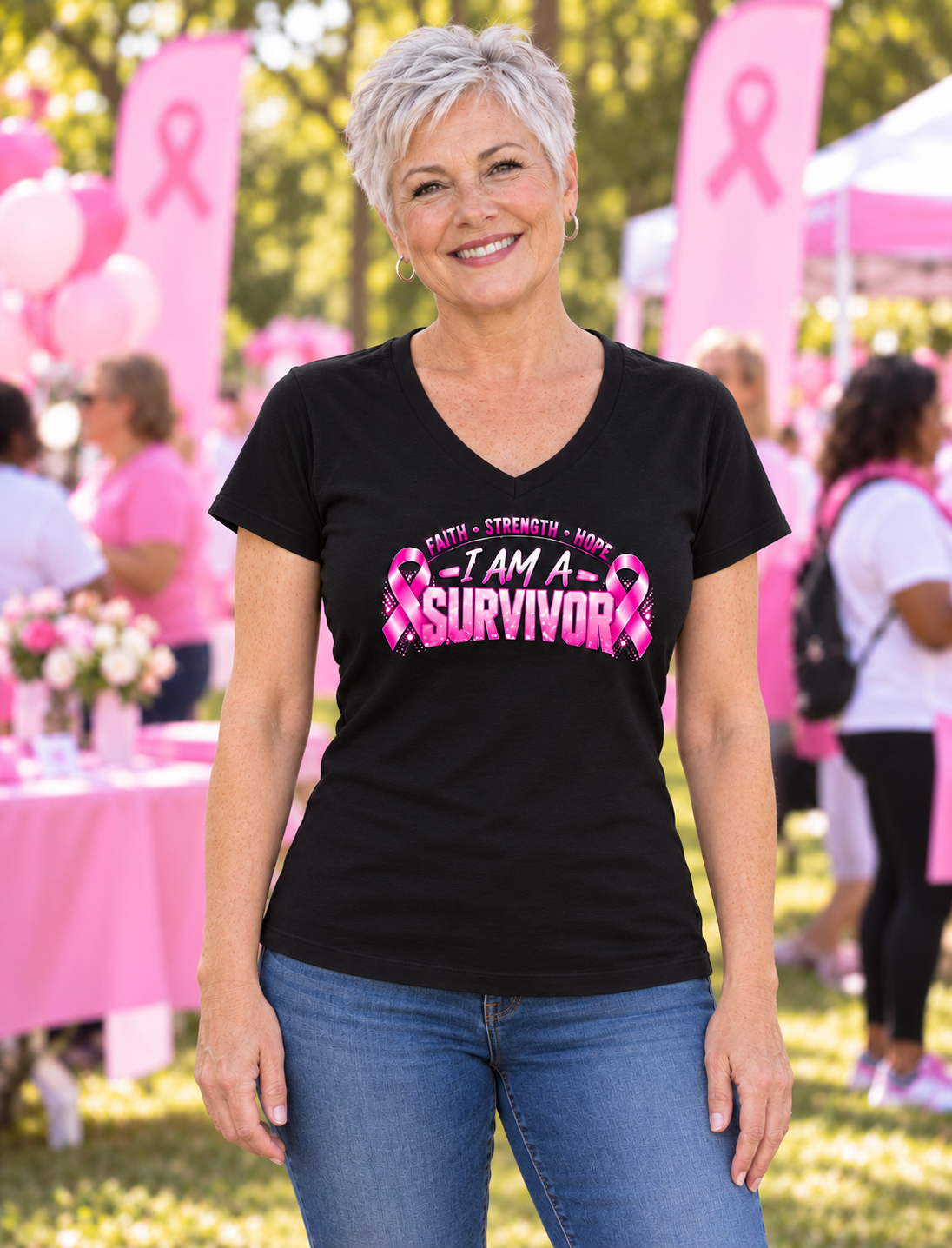 I AM A SURVIVOR V-Neck Tee