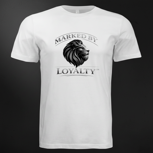 White Lion Tee Front on Dark Marble